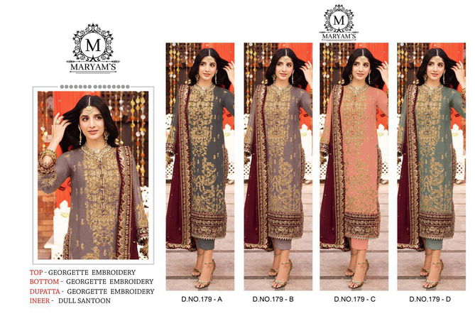 Maryams 179 Embroidery Sequence Georgette Pakistani Suits Exporters In India
